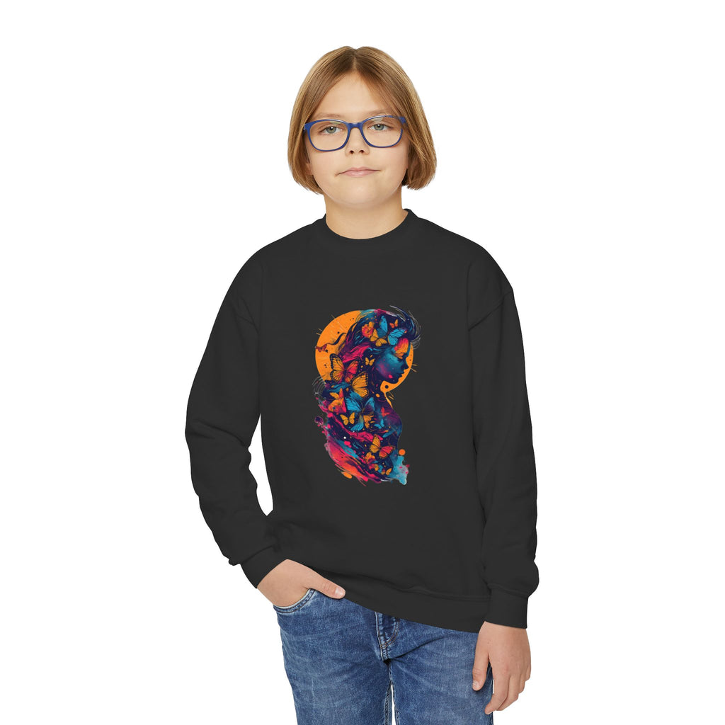 Youth Sweatshirt — Colorful Astronaut Silhouette Crewneck