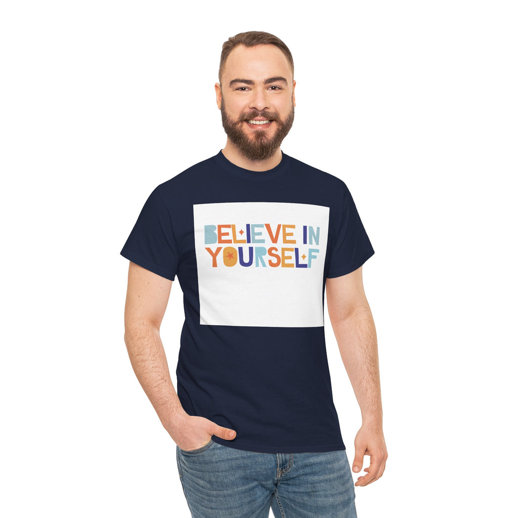 T-Shirt — "Believe in Yourself" Colorful Retro Motivational Tee