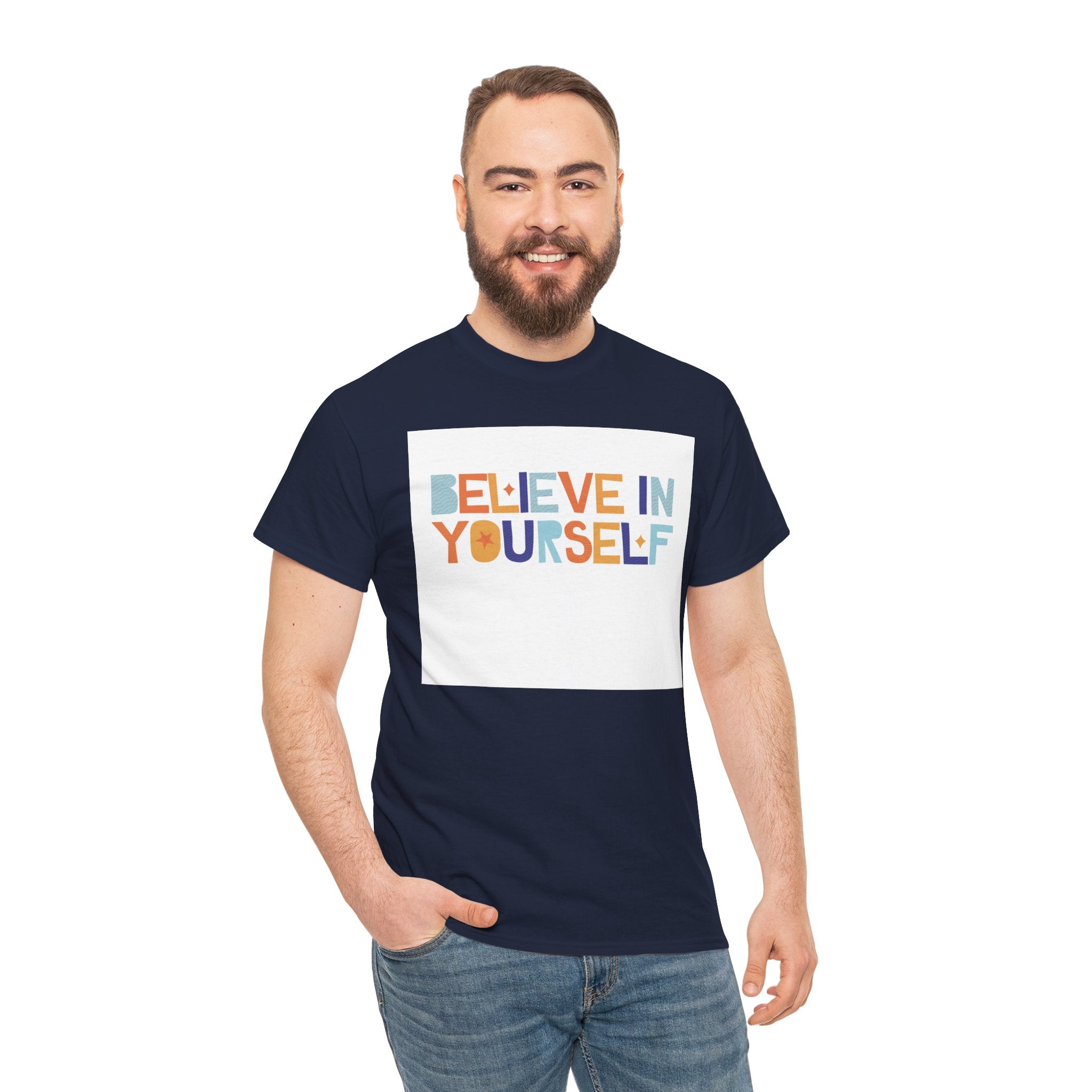 T-Shirt — "Believe in Yourself" Colorful Retro Motivational Tee