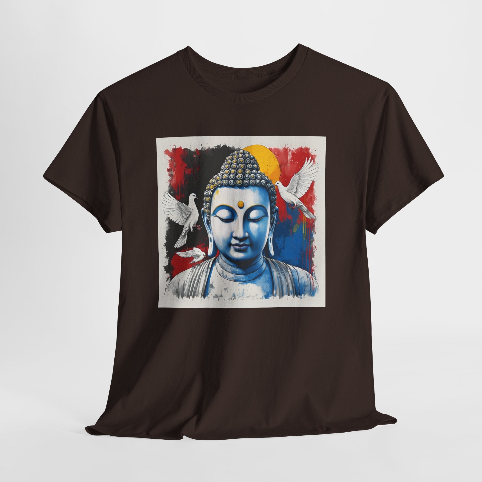 Buddha Peace Tee — Colorful Buddha & Doves Graphic T-Shirt