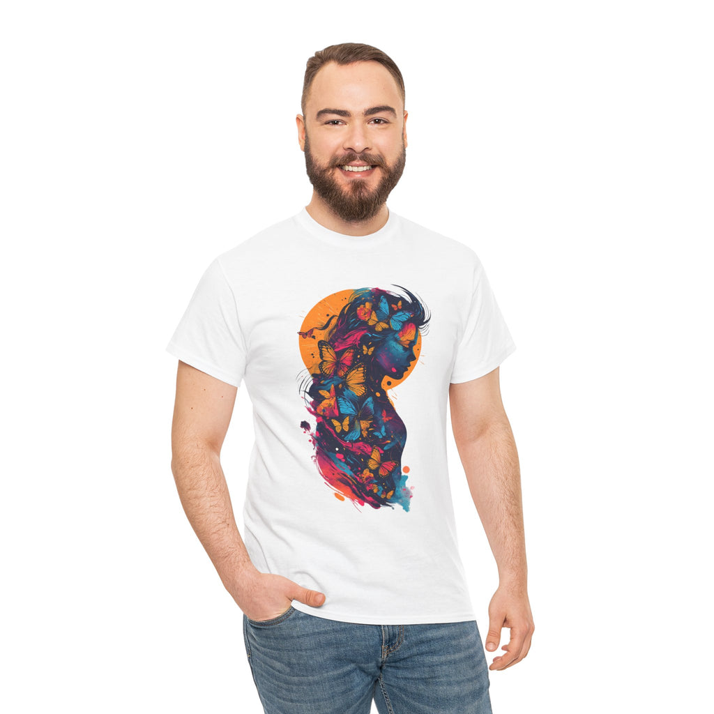 Butterfly Silhouette Graphic Tee — Colorful Maternity Profile Design