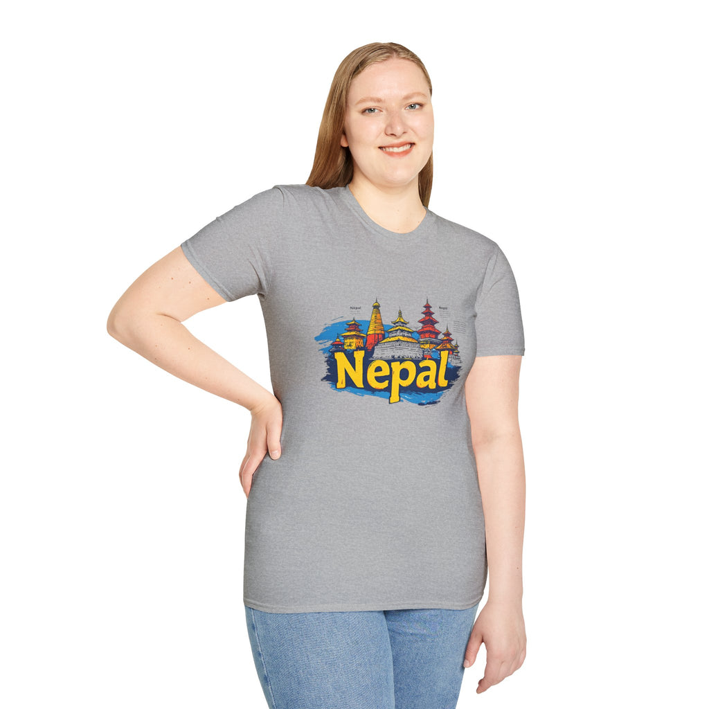 Nepal Temple Skyline T-Shirt – Nepali Cultural Heritage Graphic Tee, Travel & Spiritual Design