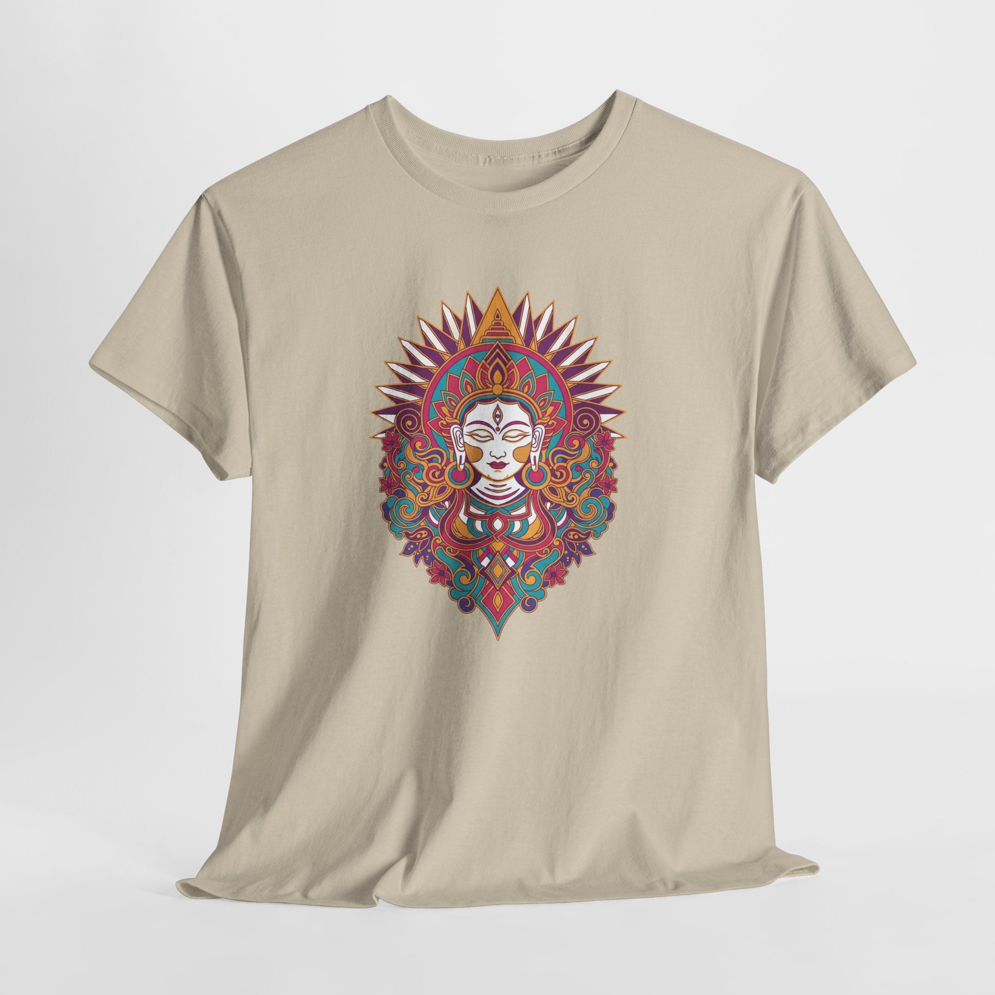Spiritual Goddess Sun Mandala Tee — Colorful Boho Yoga T‑Shirt
