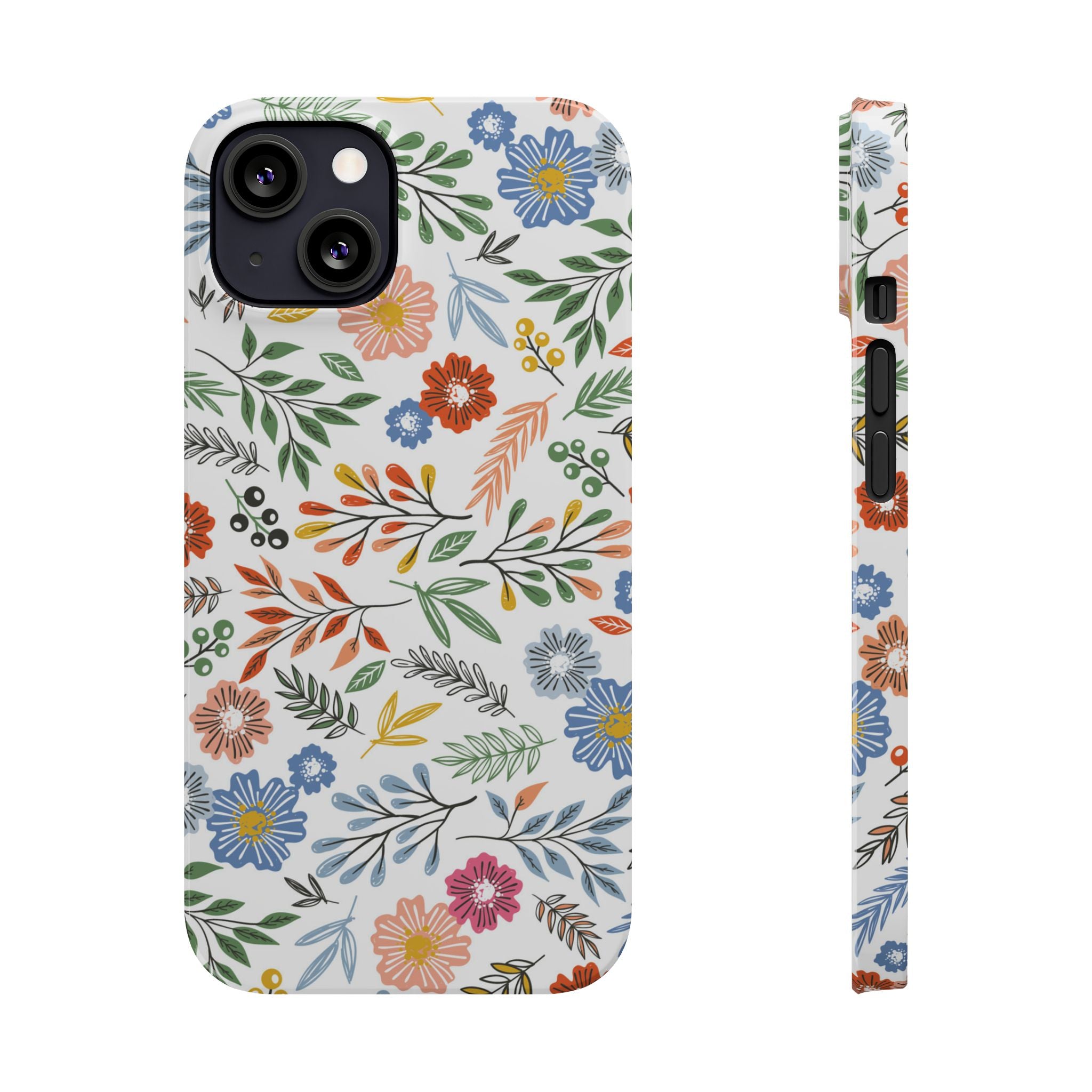 Slim Floral Phone Case — Colorful Hand-Drawn Wildflower Design