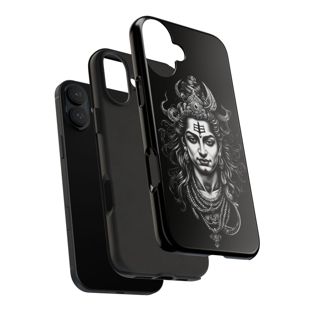 Phone Case — Intricate Lord Shiva Illustration on Black Tough Case