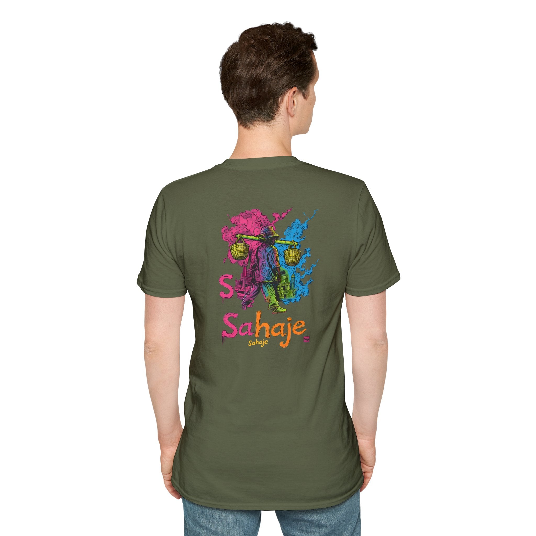 T-Shirt — Colorful Sahaje Skull Back Print