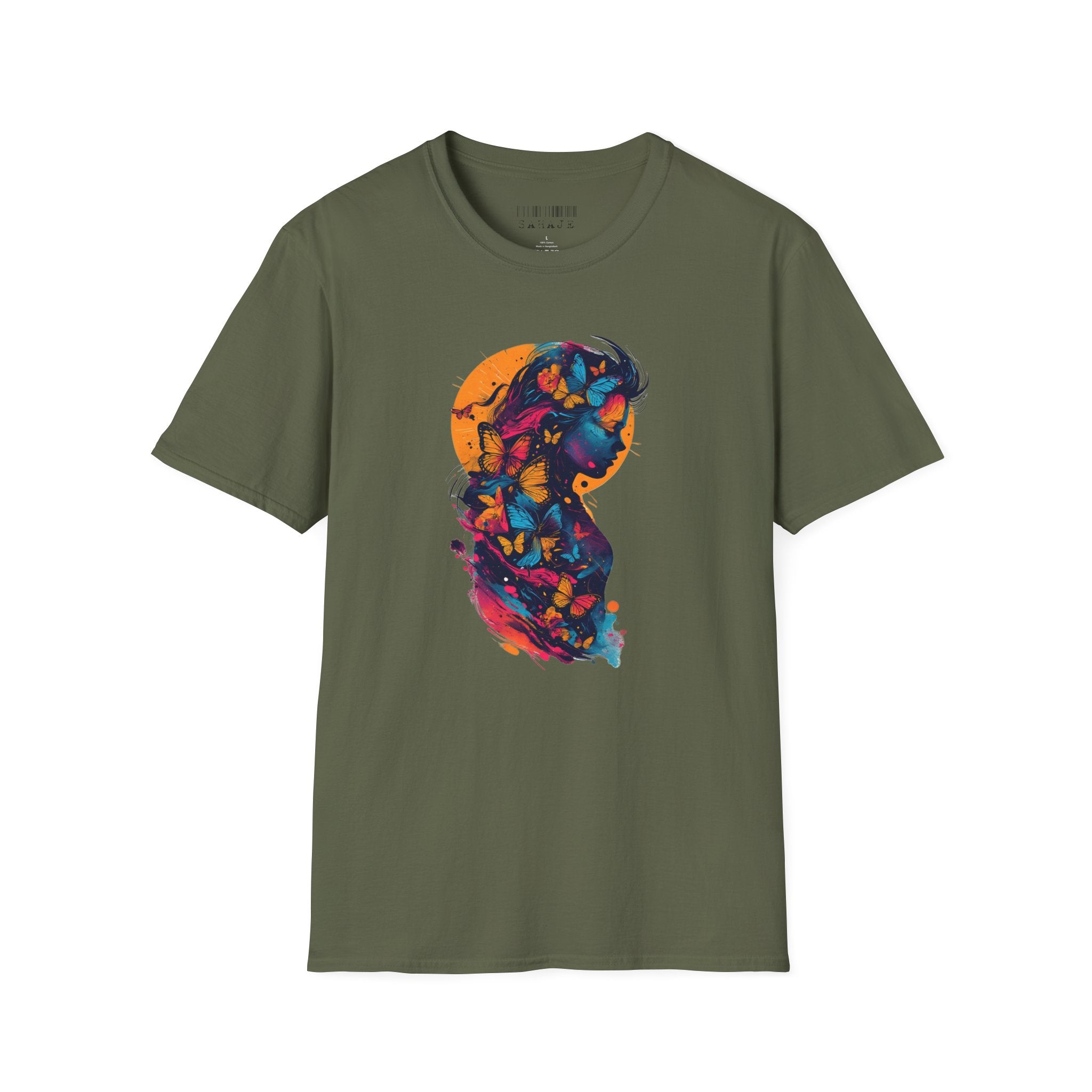Butterfly Silhouette T-Shirt — Colorful Floral Profile Tee