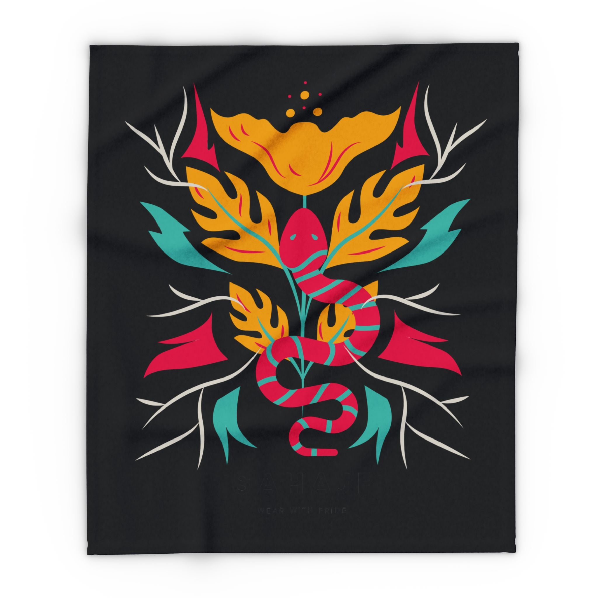 Arctic Fleece Blanket — Bold Floral Snake Print Throw