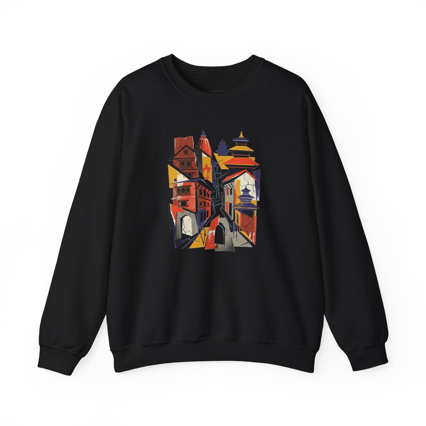 Crewneck Sweatshirt — Abstract Cityscape Graphic (Colorful Architectural Illustration)