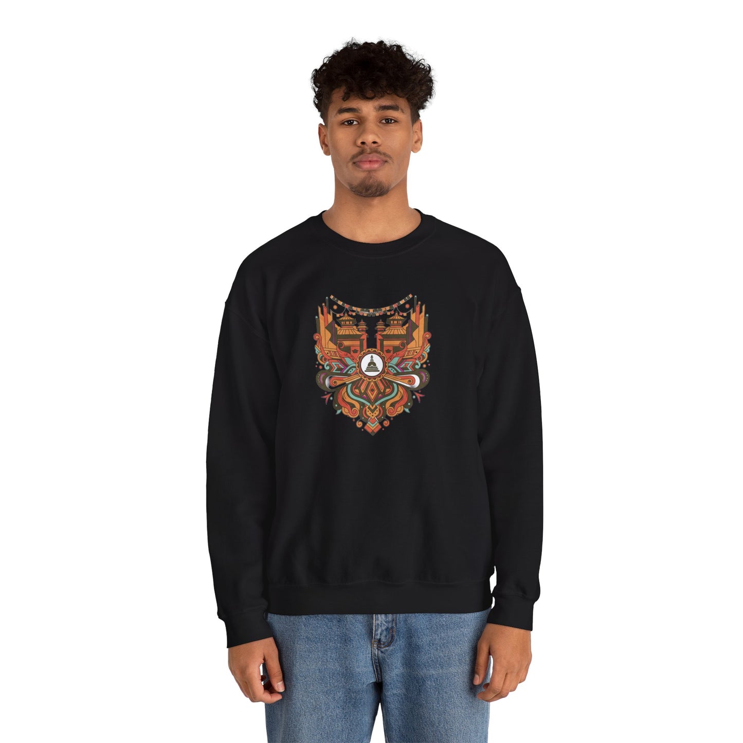 Vintage Tribal Fox Sweatshirt — Geometric Forest Animal Crewneck