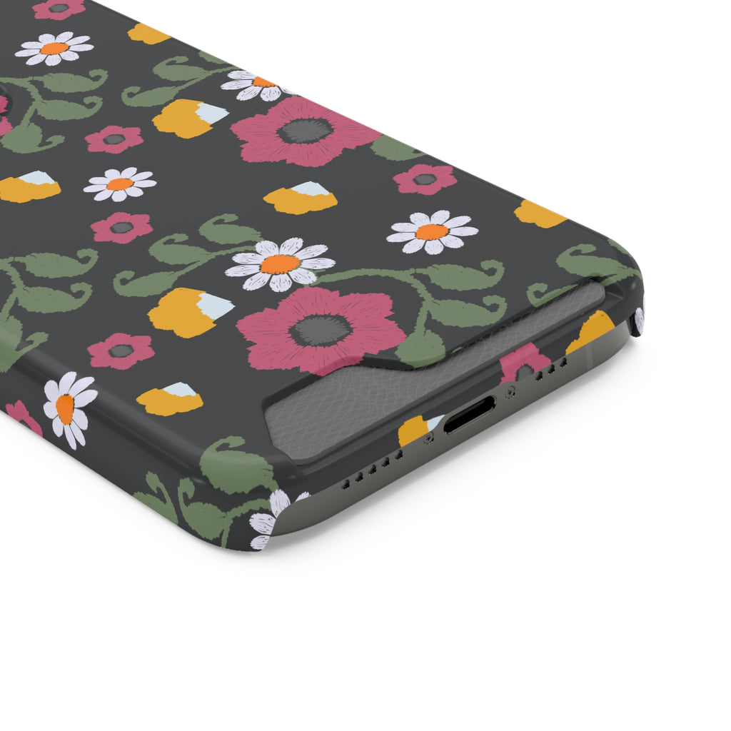 Floral Phone Case with Card Holder, Stylish Smartphone Accessory, Gifts for Her, Trendy Floral Design, Perfect for Spring & Summer