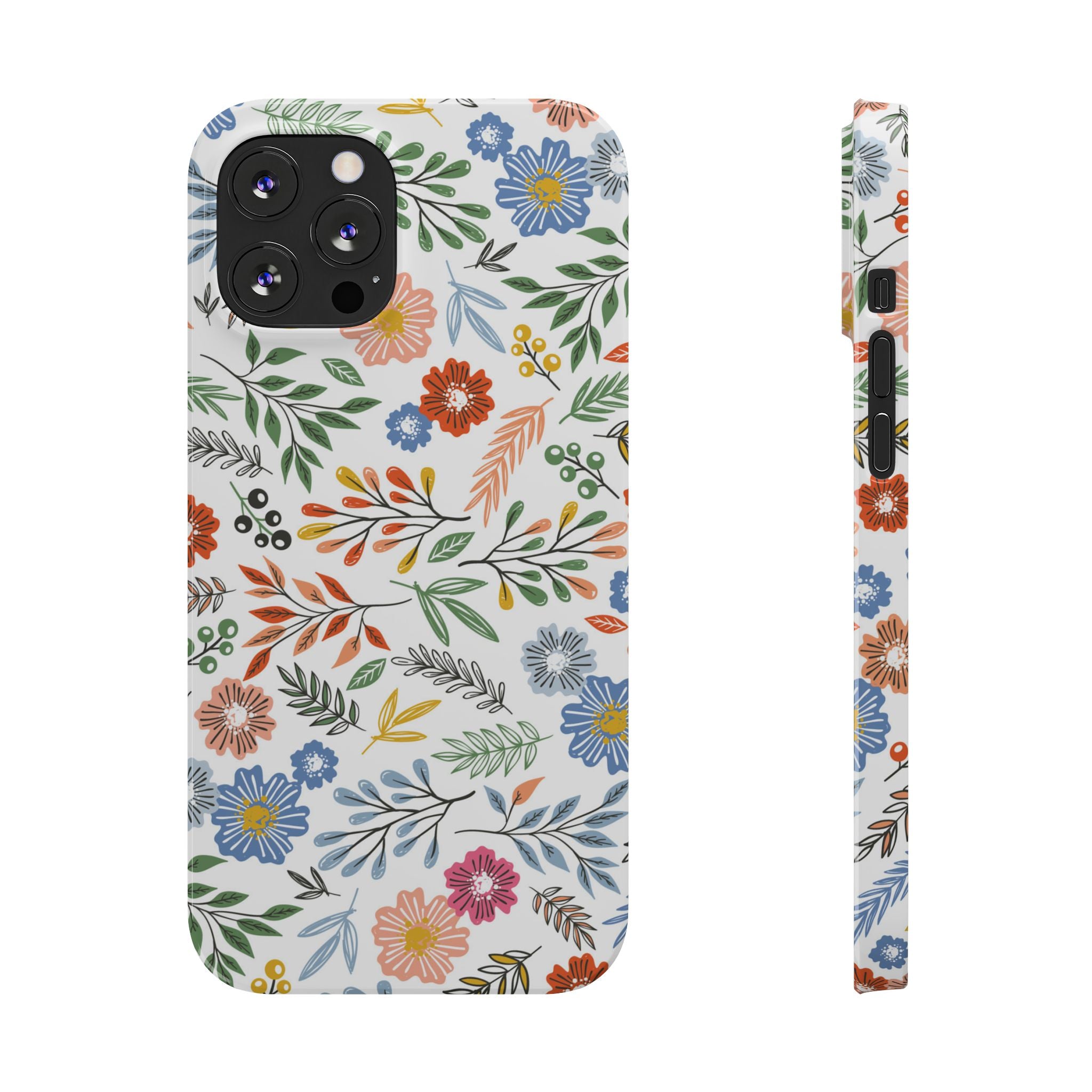 Slim Floral Phone Case — Colorful Hand-Drawn Wildflower Design