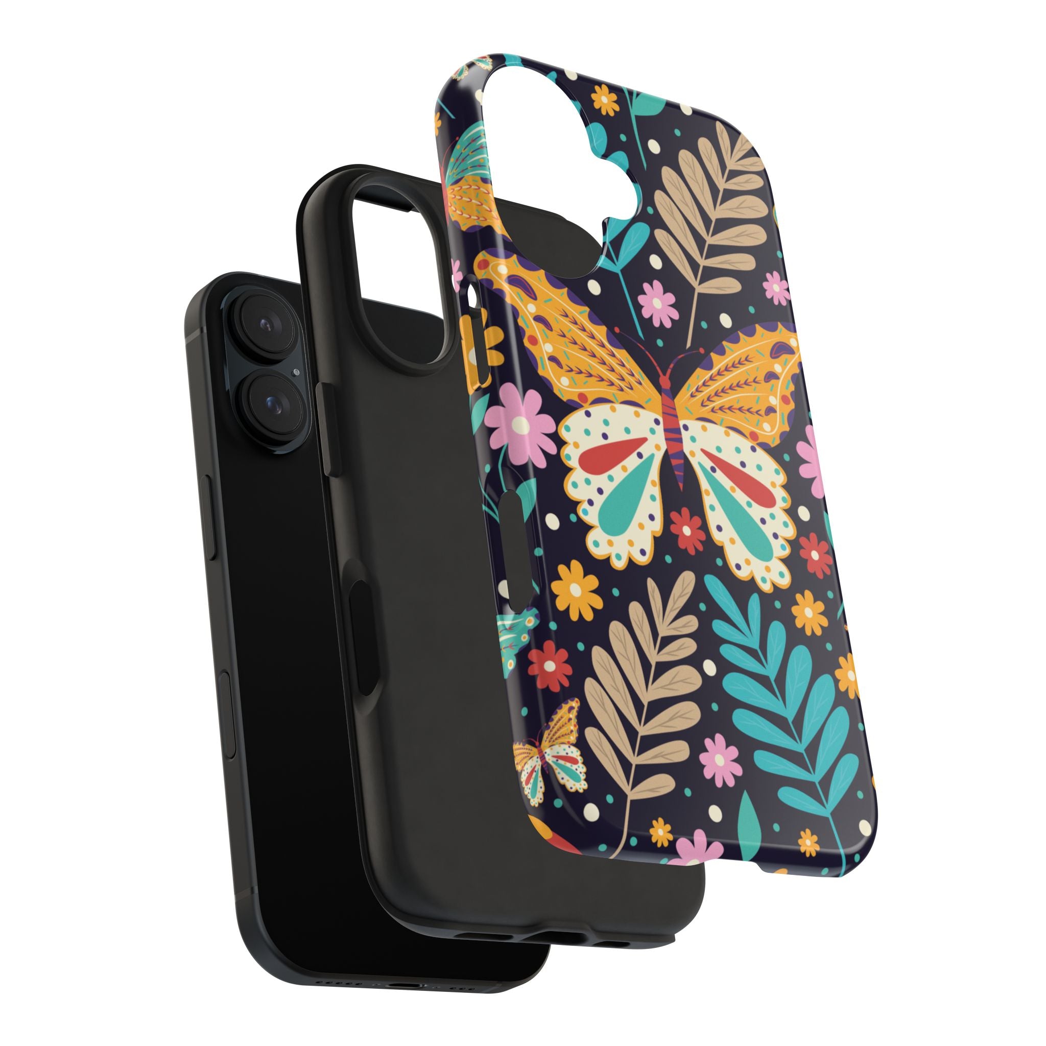 Floral Butterfly Tough Phone Case — Colorful Garden Protective Cover