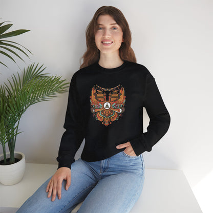 Vintage Tribal Fox Sweatshirt — Geometric Forest Animal Crewneck