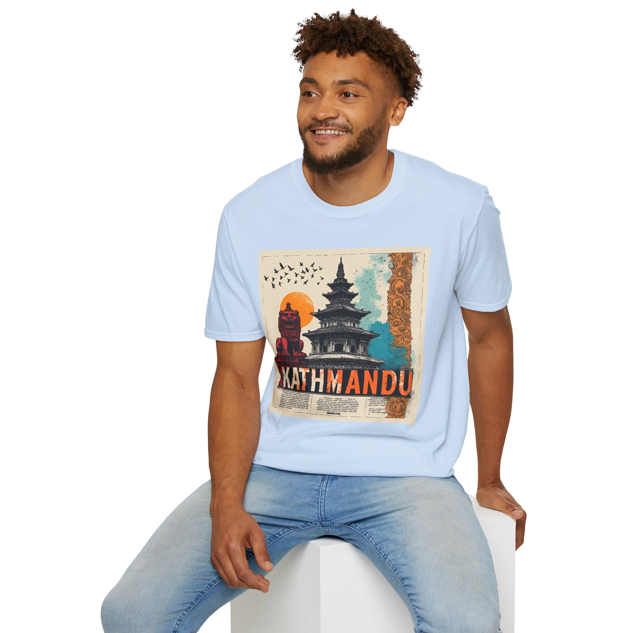 Kathmandu Vintage Travel T-Shirt – Retro Nepal Skyline Graphic Tee, Cultural Tourism Design