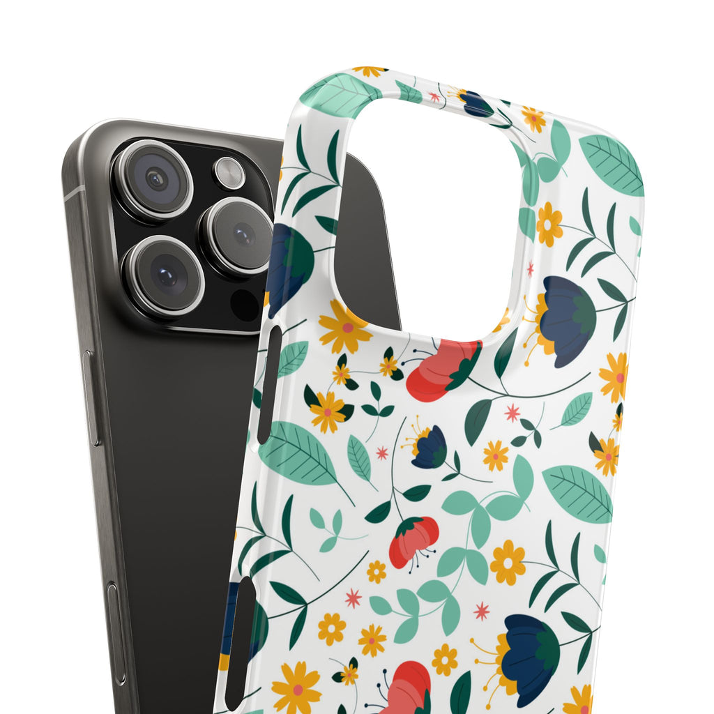 Floral Slim Phone Case — Colorful Folk Flower Pattern