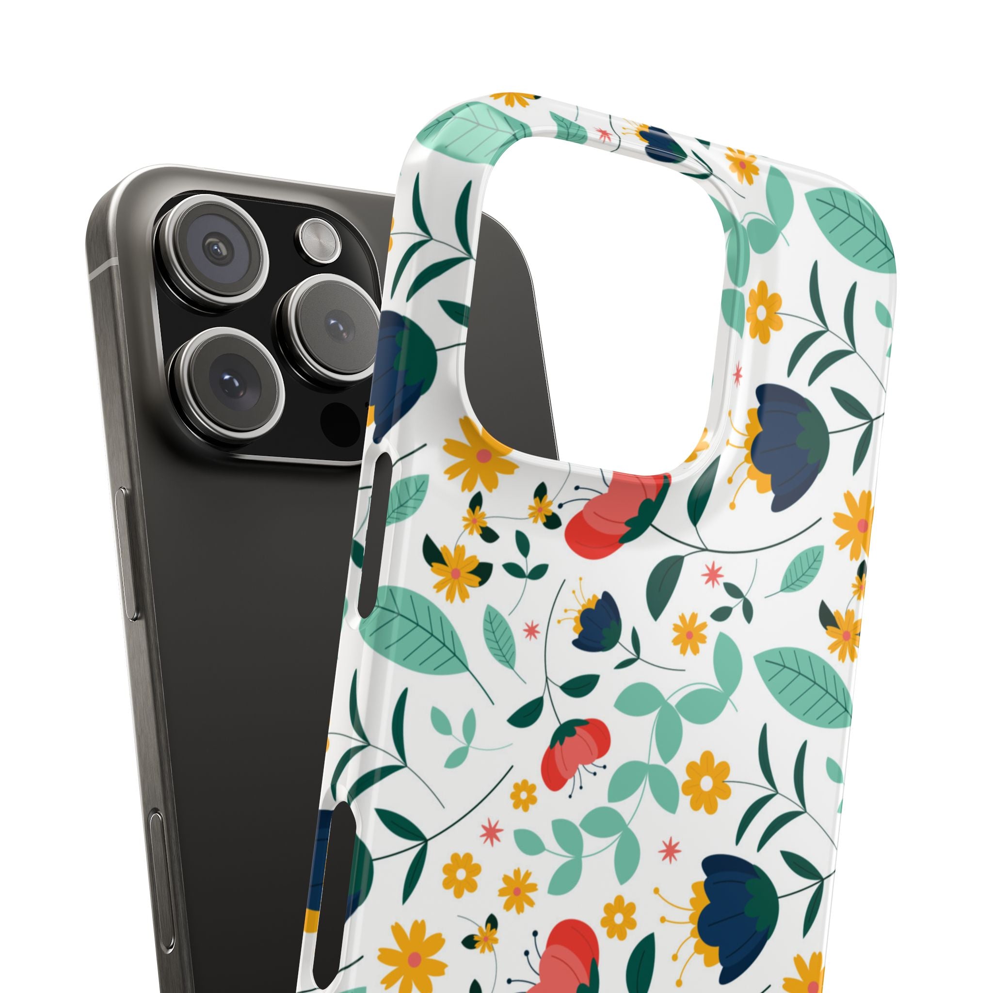 Floral Slim Phone Case — Colorful Folk Flower Pattern