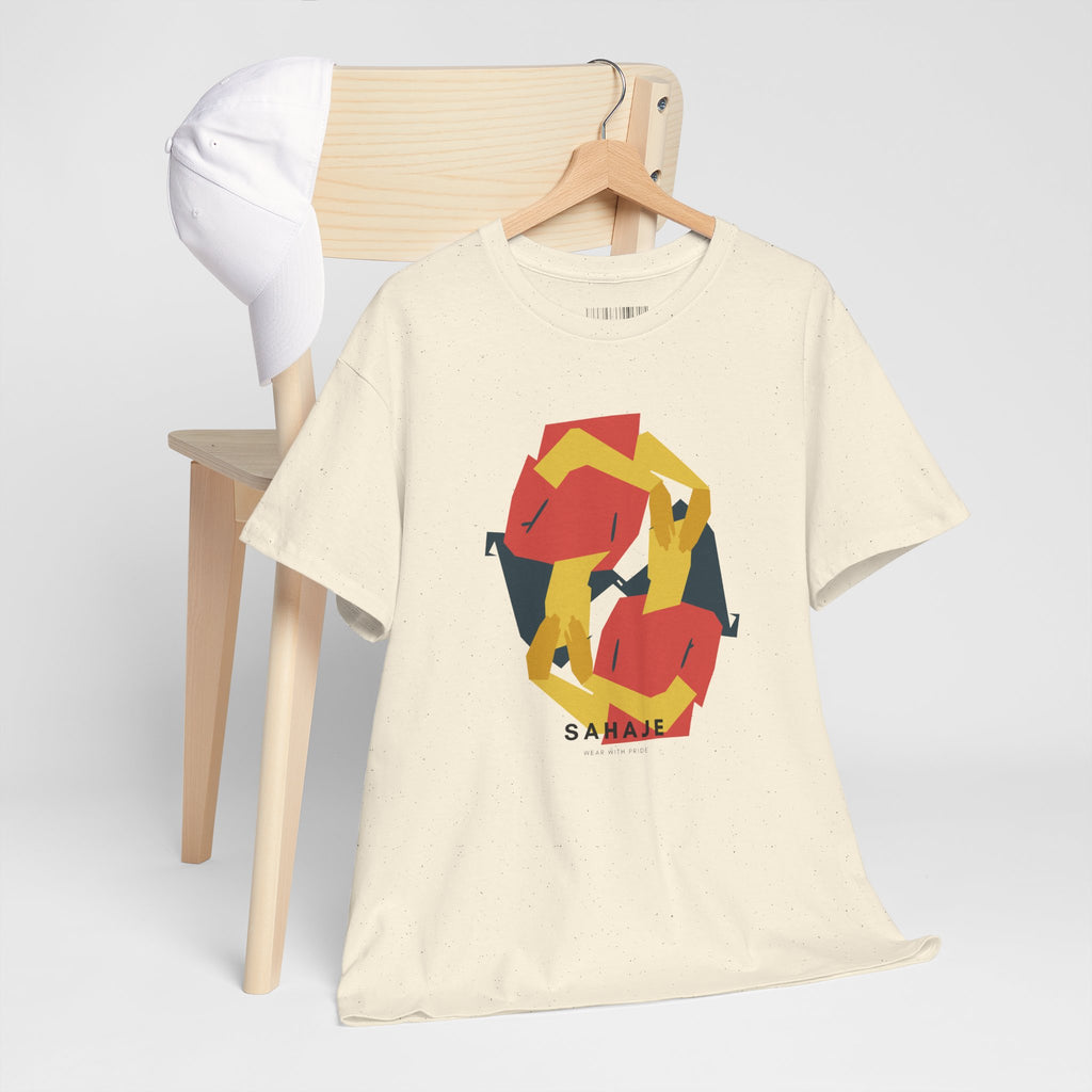 Foxes in Hexagon Graphic Tee — Minimal Geometric Animal Shirt