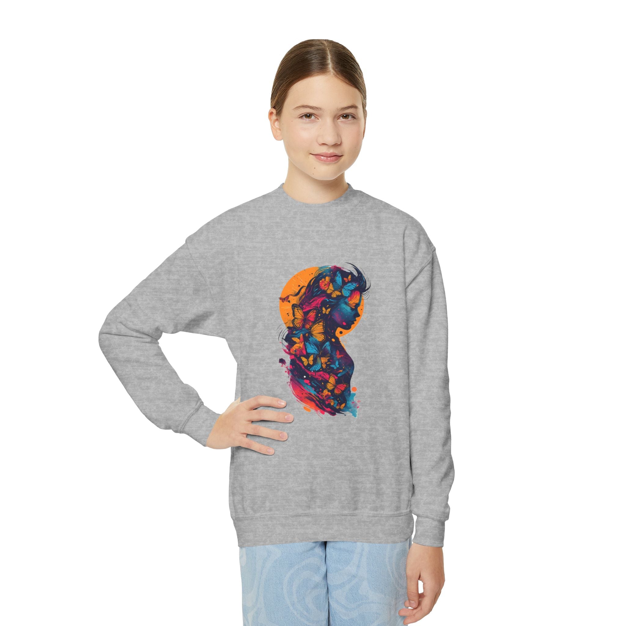 Youth Sweatshirt — Colorful Astronaut Silhouette Crewneck