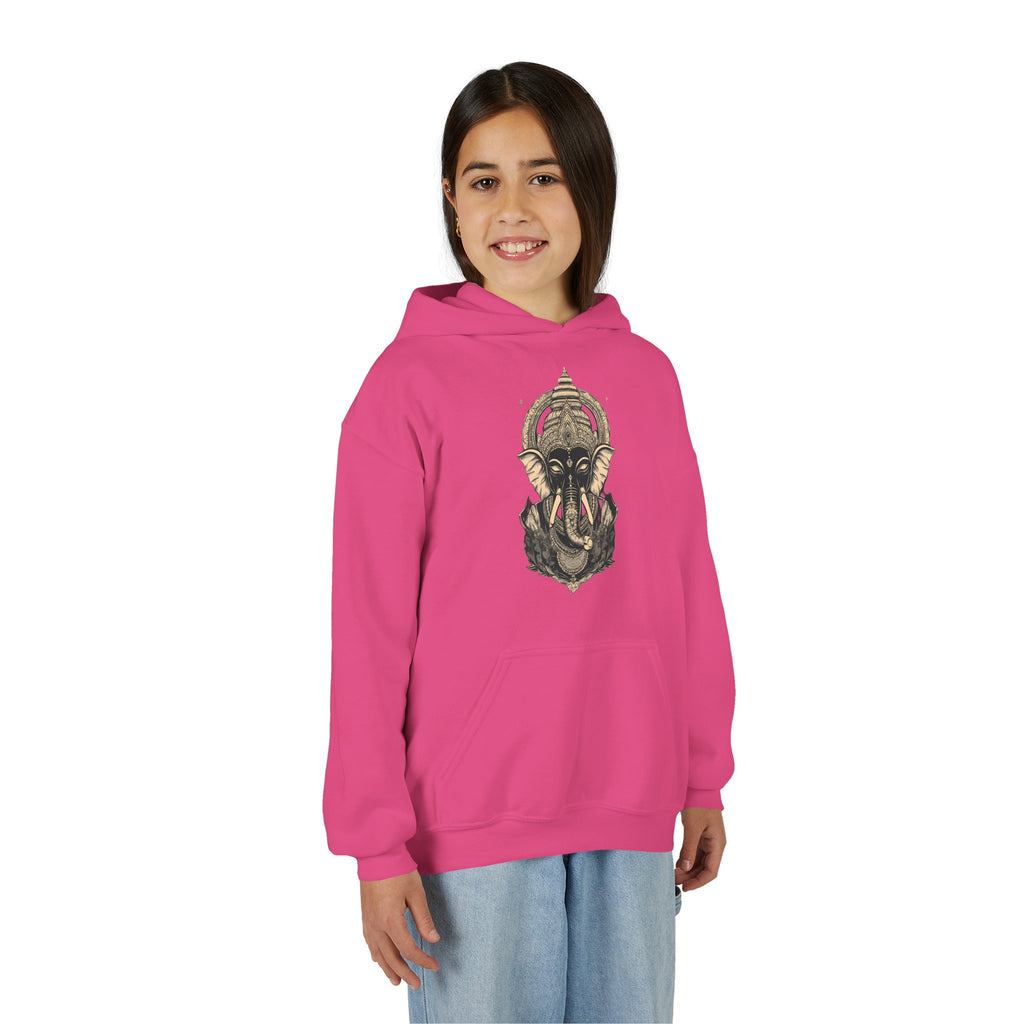 Youth Hoodie — Majestic Ganesha Elephant Art Graphic