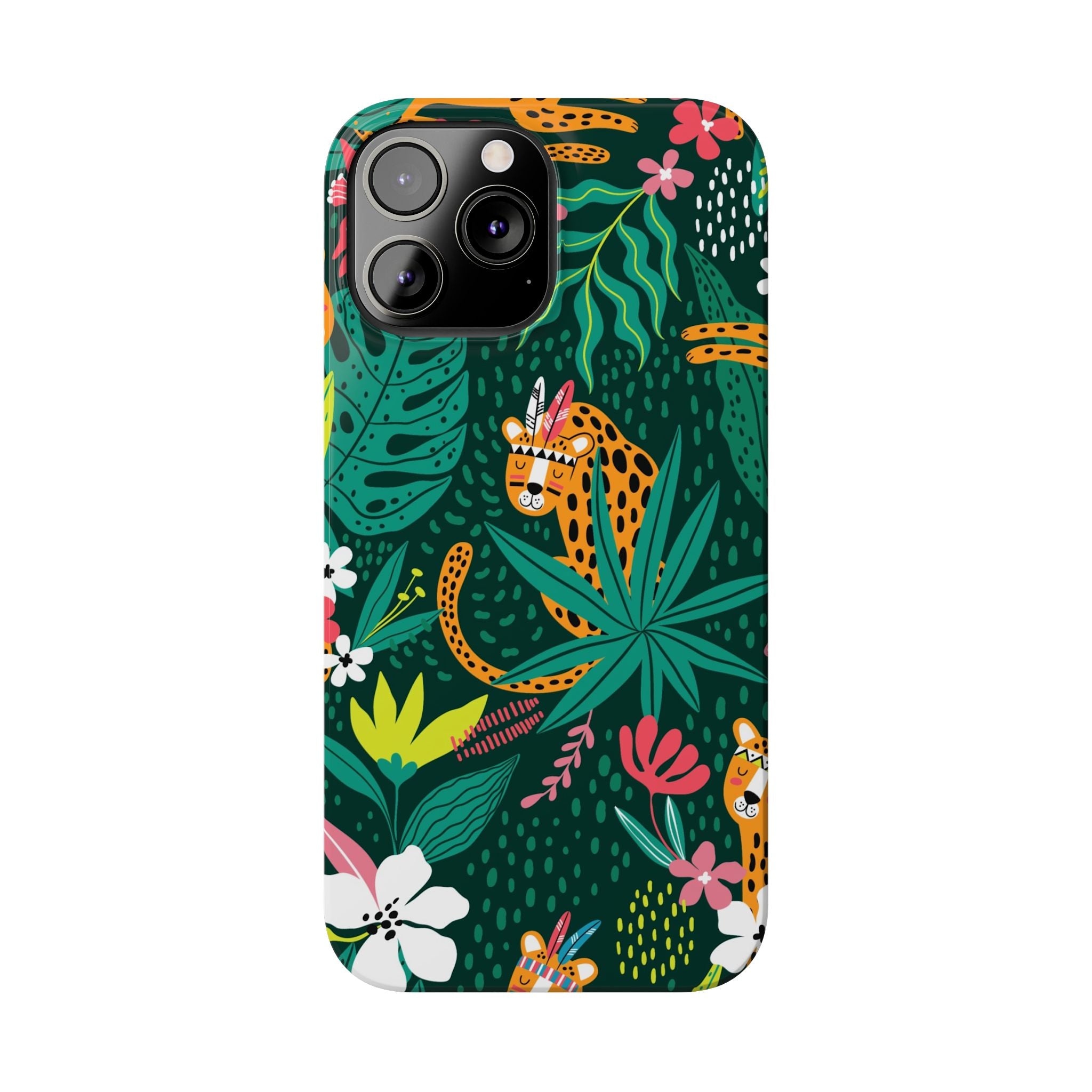 Slim Phone Case — Tropical Jungle Leopard Floral Pattern (Slim Protective Phone Cover)