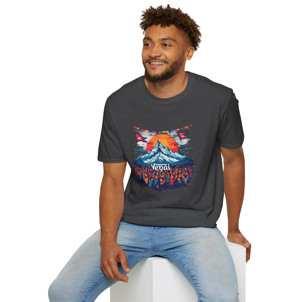 Nepal Mountain Sunrise T-Shirt — Retro Trekking Graphic Tee