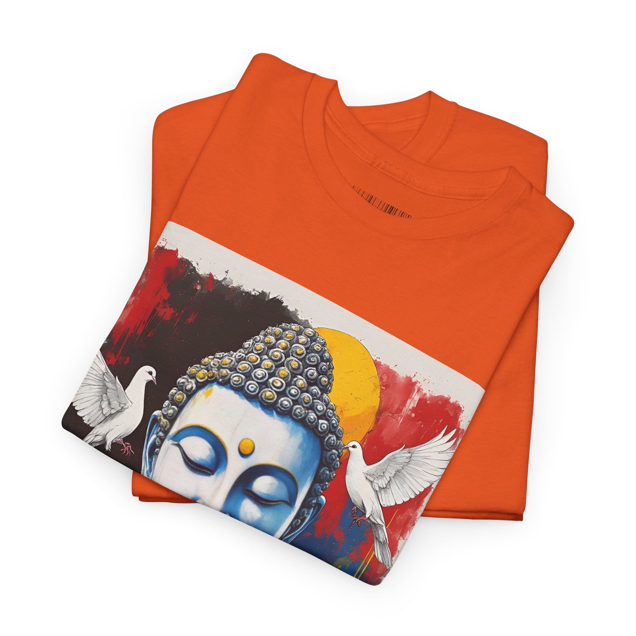 Buddha Peace Tee — Colorful Buddha & Doves Graphic T-Shirt