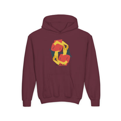 Youth Hoodie with Geometric Squirrel Art – 'Squirrel' Colorful Kids Pullover