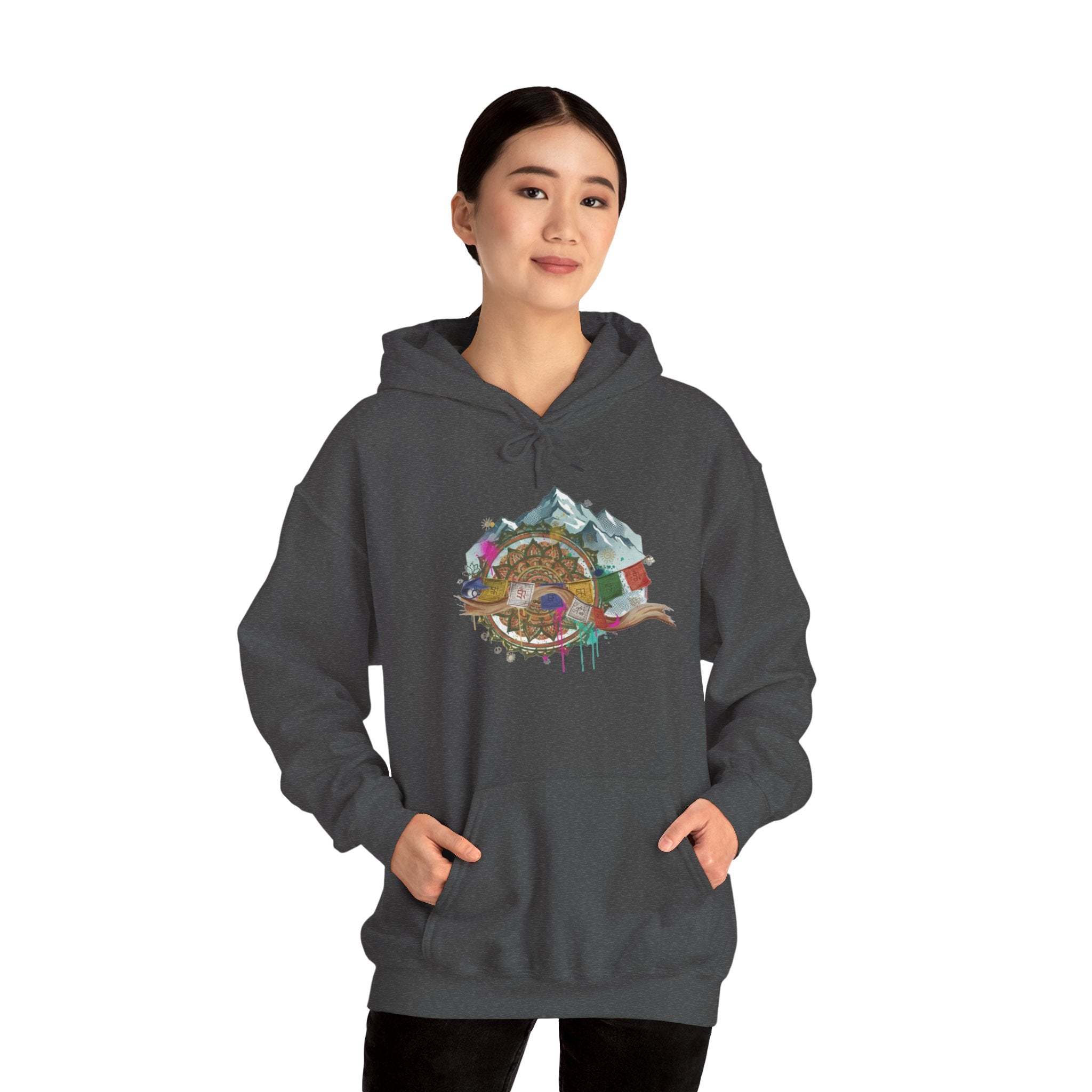 Adventure Landscape Hoodie — Cozy Mountain & Cabin Graphic Sweatshirt