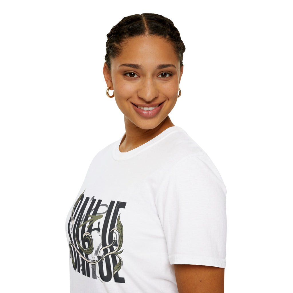 Saurus Graphic T-Shirt — Retro Block Lettering with Snake Illustration