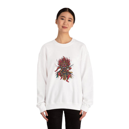Crewneck Sweatshirt — Red Demon Guardian Graphic