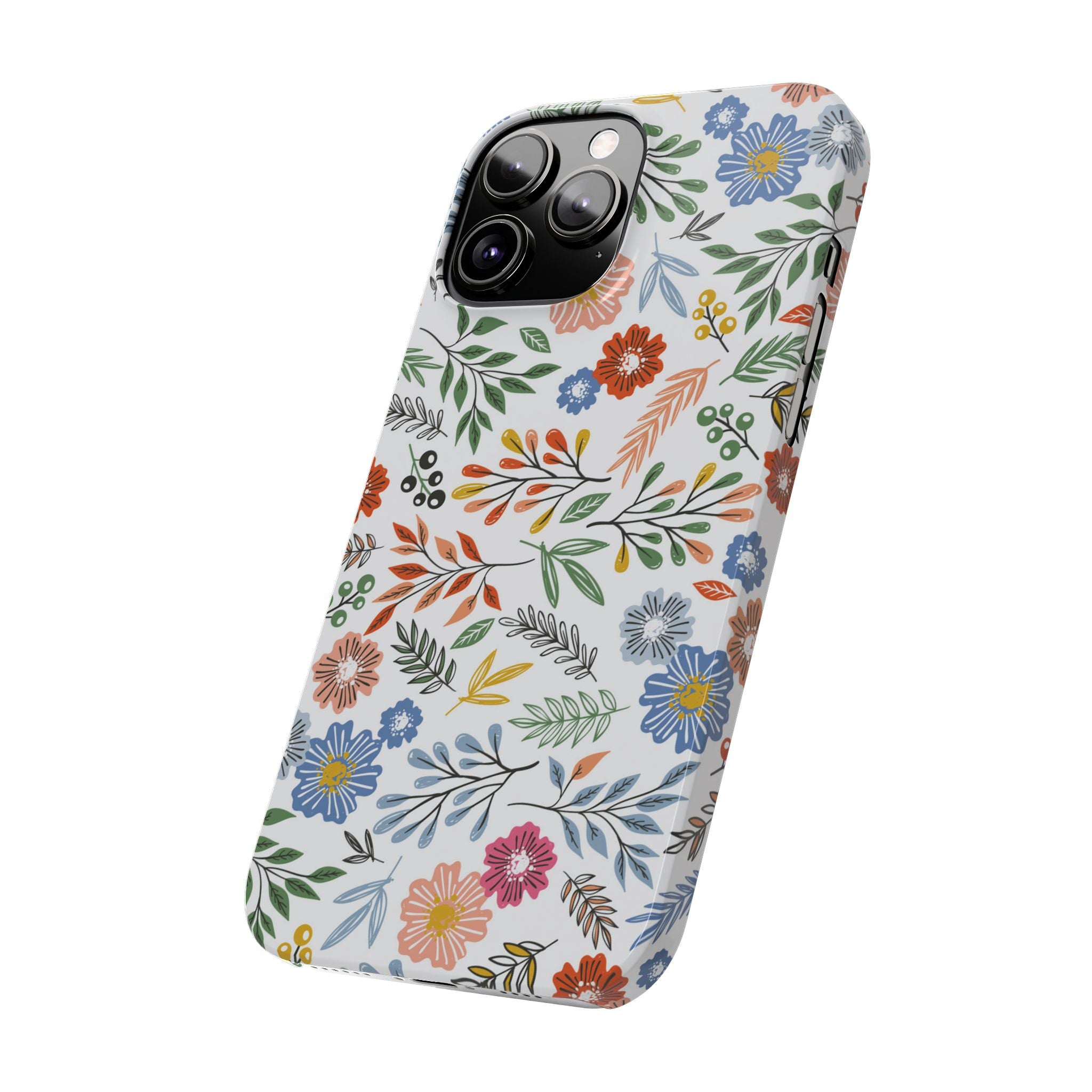 Slim Floral Phone Case — Colorful Hand-Drawn Wildflower Design