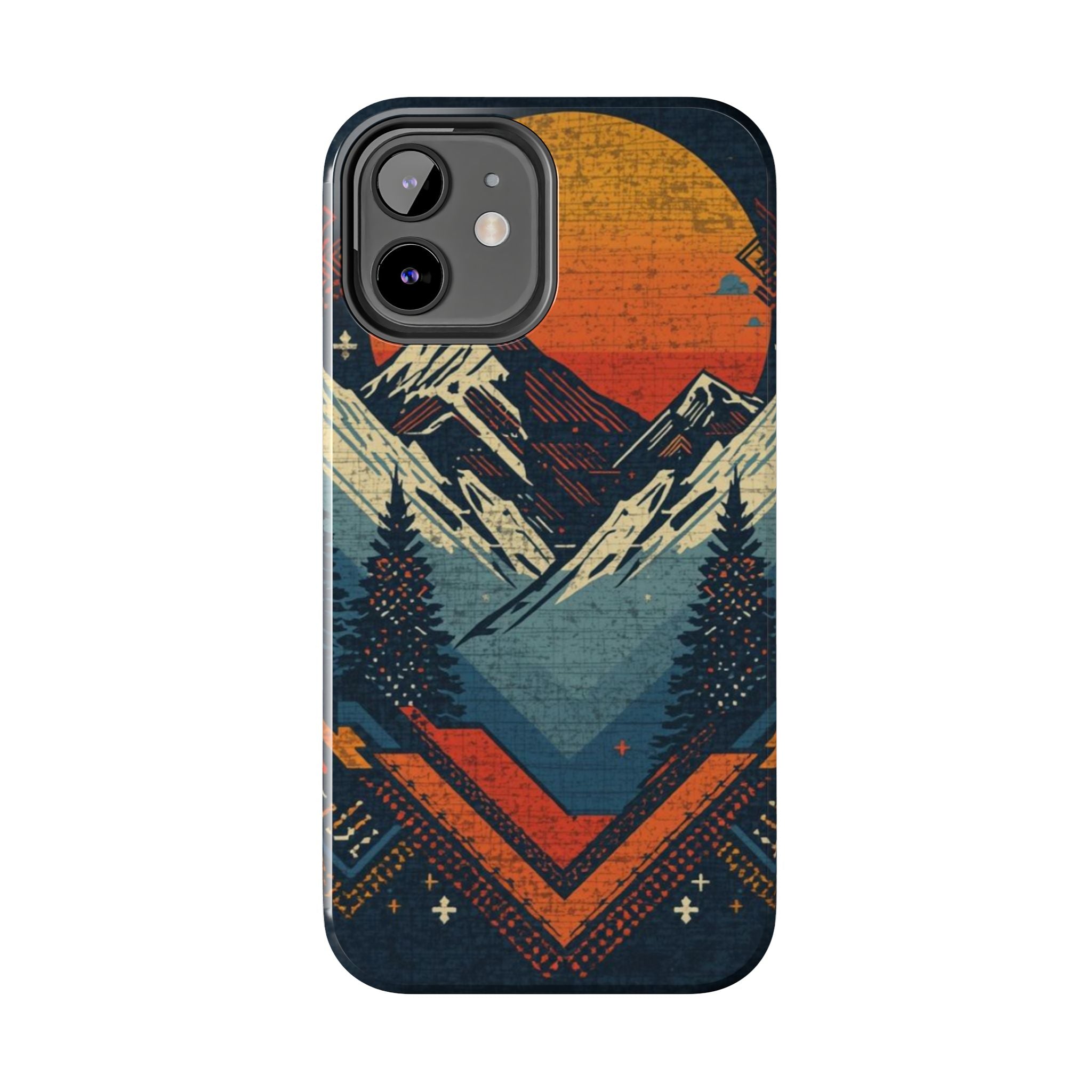 Tough Phone Case — Retro Mountain Sunset Design