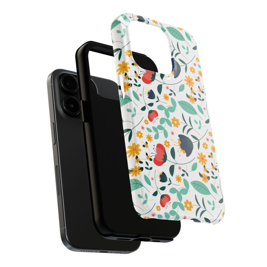 Floral Pattern Tough Phone Case — Colorful Spring Flowers Phone Cover