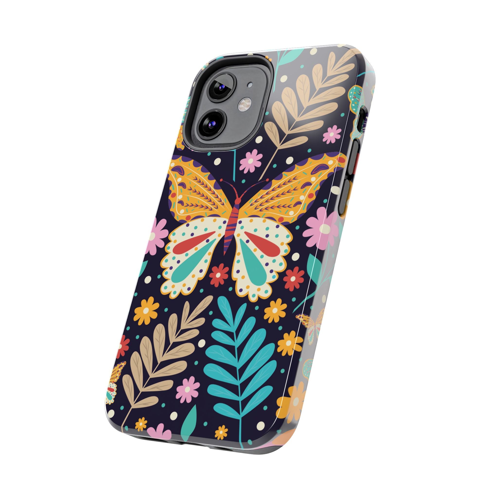 Floral Butterfly Tough Phone Case — Colorful Garden Protective Cover