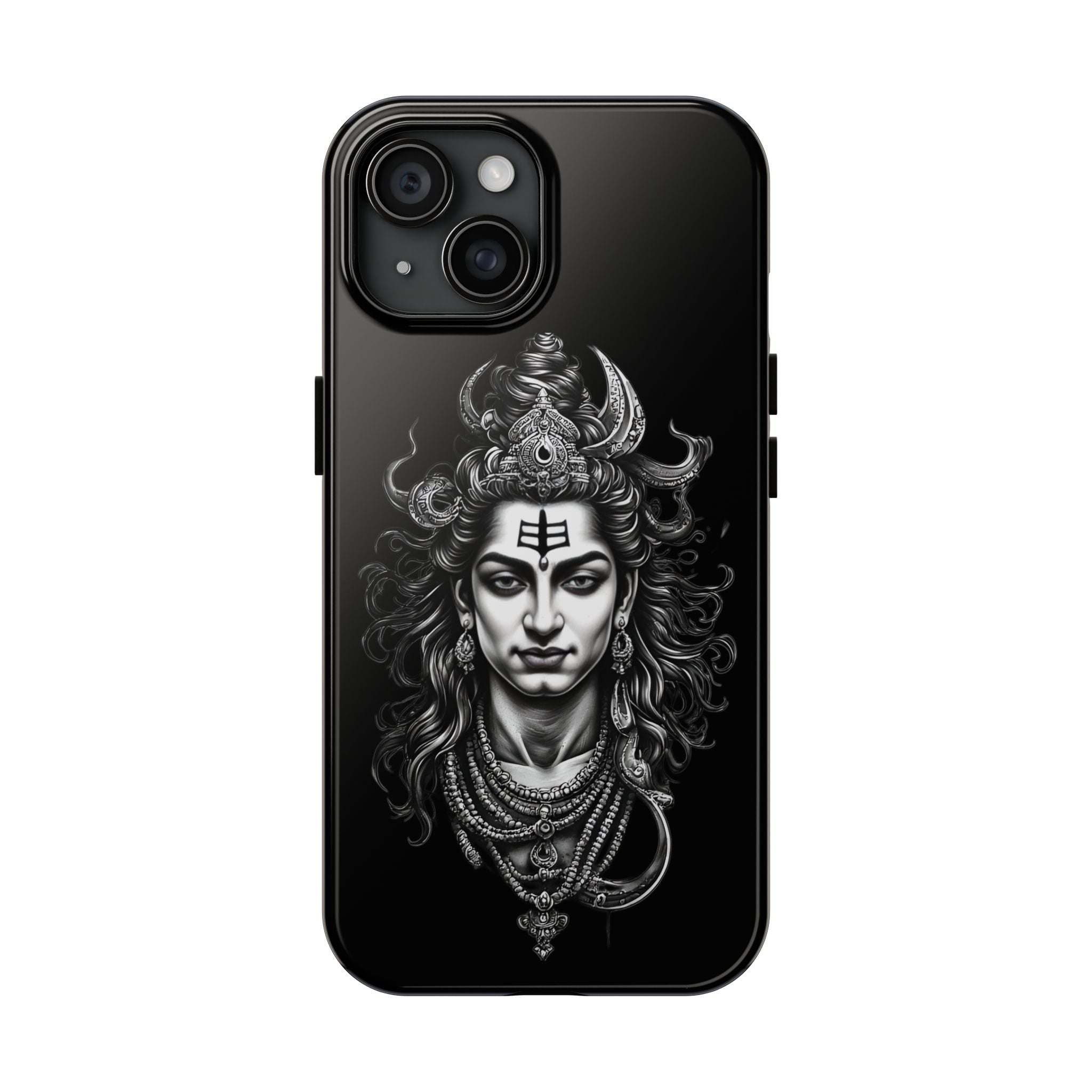 Phone Case — Intricate Lord Shiva Illustration on Black Tough Case