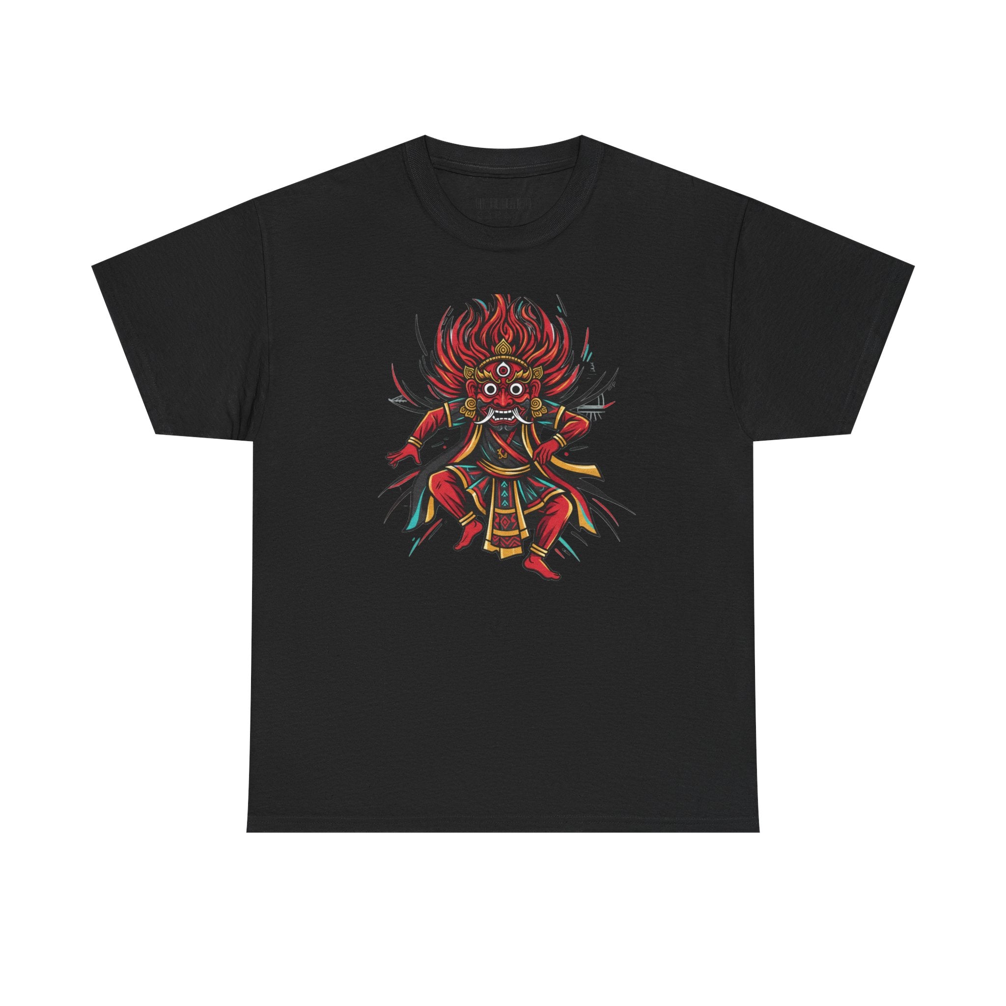 T-Shirt — Fierce Red Oni Demon Graphic Tee (Mythic Japanese Mask Design)