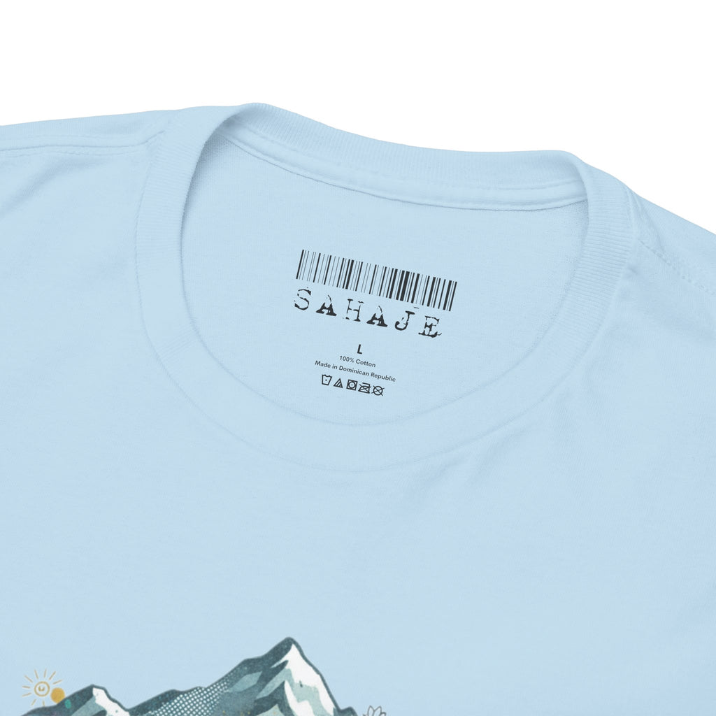 Adventure Compass Graphic Tee — Mountain, Globe & Flag Illustration