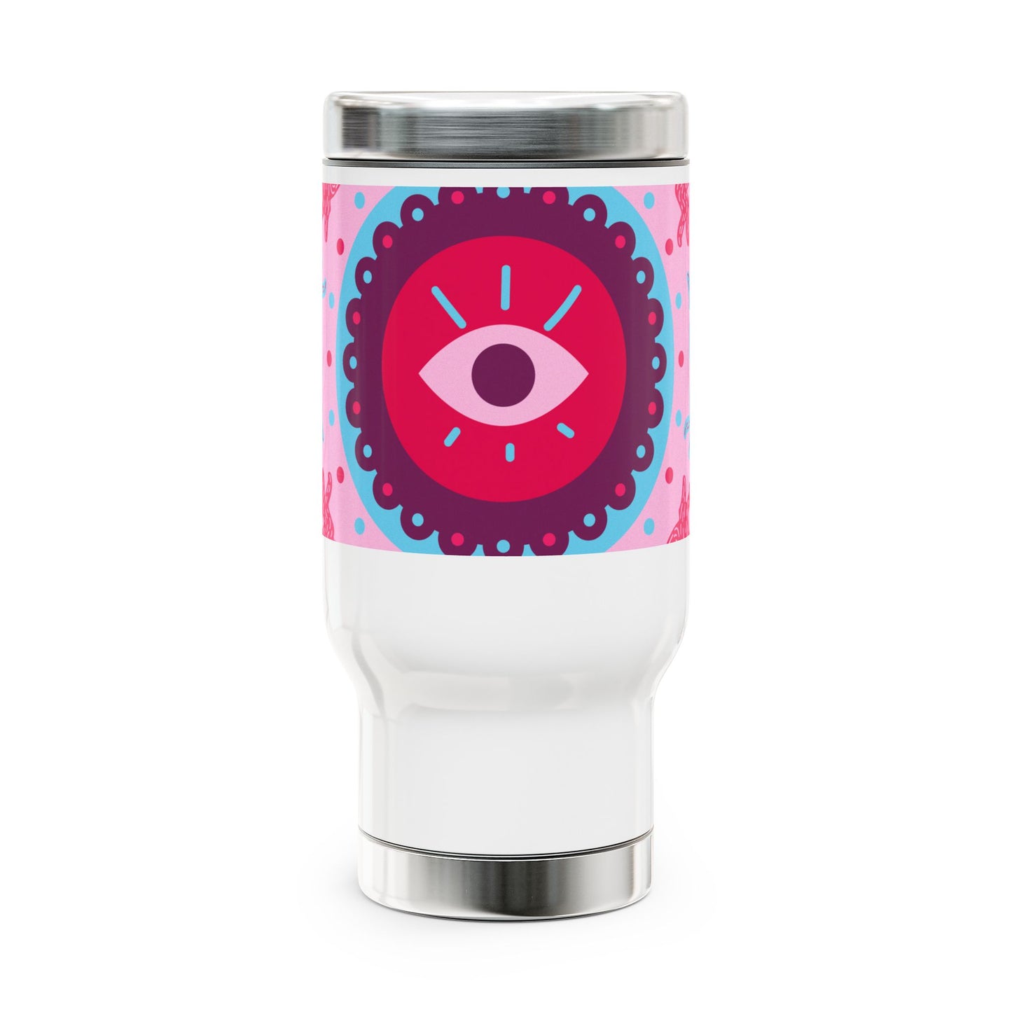 Vibrant Eye Design Stainless Steel Travel Mug, 14oz - Perfect for Coffee Lovers, Gifts for Her, Adventure Mug, Colorful Travel Cup, [...]