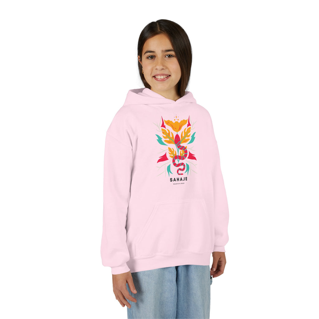 Youth Hoodie — Colorful Sahaja Floral Serpent Design