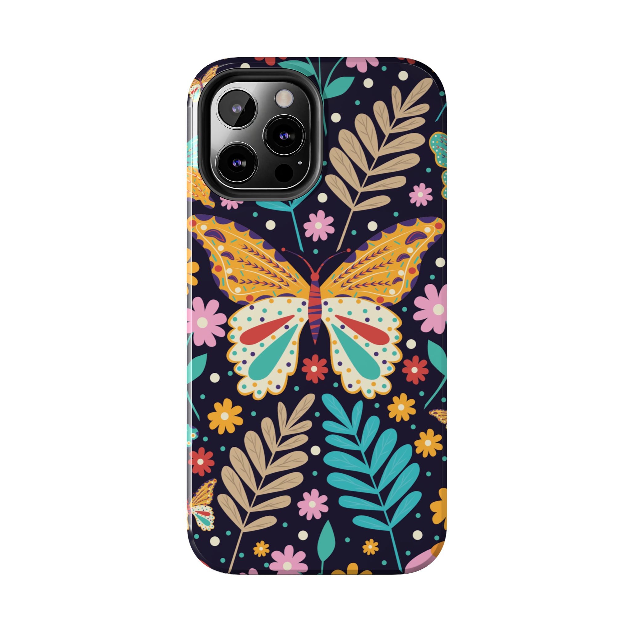 Floral Butterfly Tough Phone Case — Colorful Garden Protective Cover