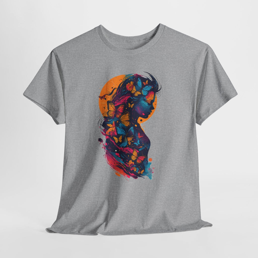 Butterfly Silhouette Graphic Tee — Colorful Maternity Profile Design