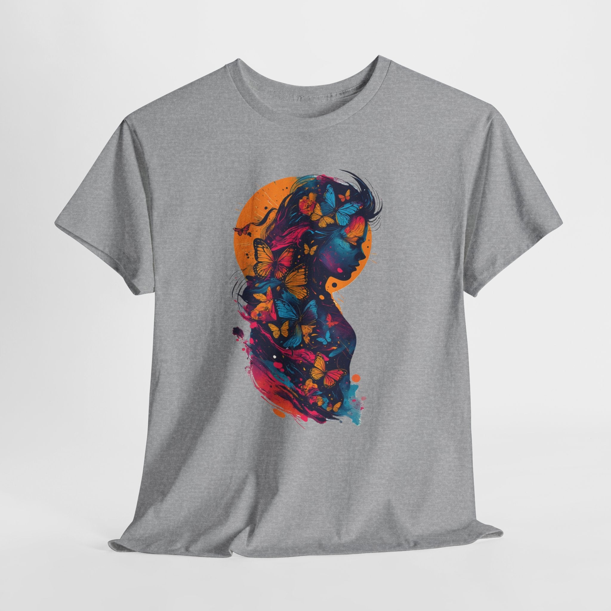 Butterfly Silhouette Graphic Tee — Colorful Maternity Profile Design