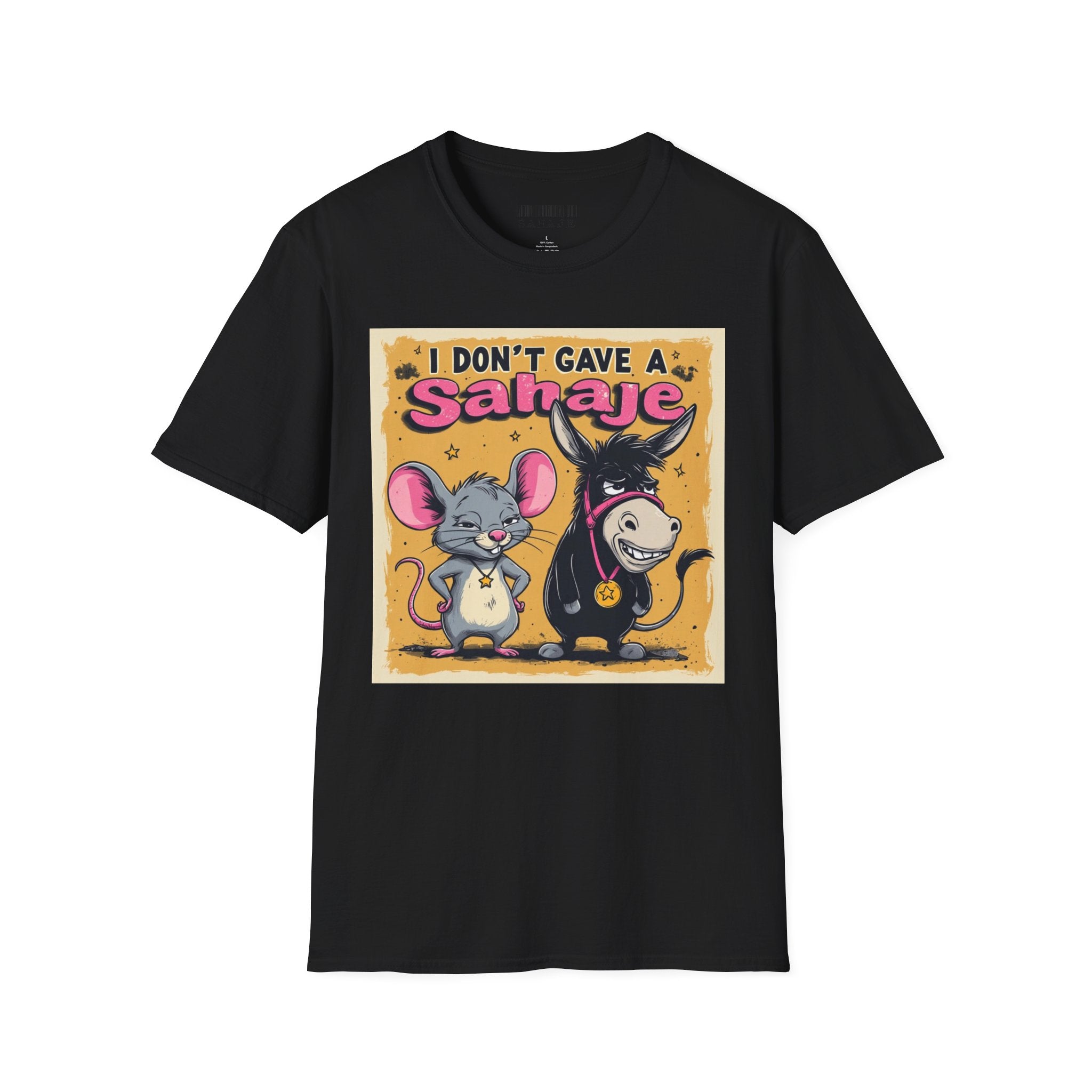 Don’t Give a Satrage T-Shirt — Funny Mouse & Donkey Cartoon Tee