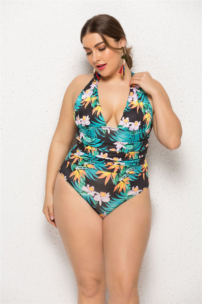 One-Piece Swimsuit Sexy Women plus Size Printed Swimwear