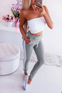 Spring Summer  Casual Pants Sexy Lace-up Color Matching Ankle Banded Slacks