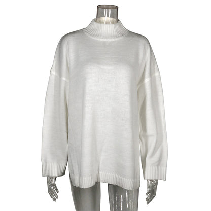 Sweater High Collar Loose Long Sleeve Autumn Winter Sweater Coat Women Clothing Top