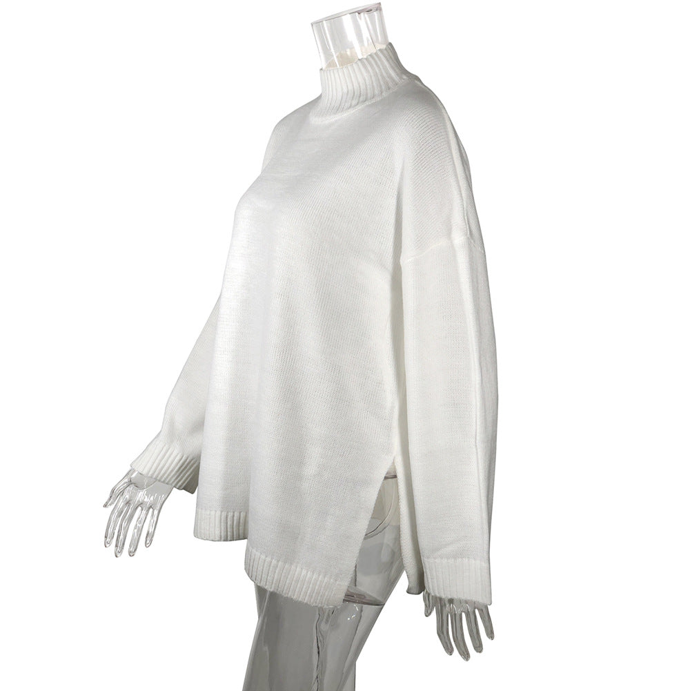 Sweater High Collar Loose Long Sleeve Autumn Winter Sweater Coat Women Clothing Top