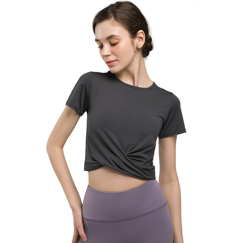Nude Feel Quick-Drying Breathable Yoga Clothes Sports Running Short Sleeve T-shirt Sexy Fashion Stretch Workout Clothes for Women