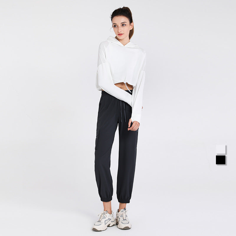 Hooded Sports Blouse Women Loose Quick-Drying Workout Clothes Autumn Winter Running Sweater Long Sleeve Yoga Jacket